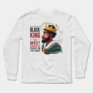 Black King The Most Powerful Piece in the Game, Juneteenth African Man Long Sleeve T-Shirt